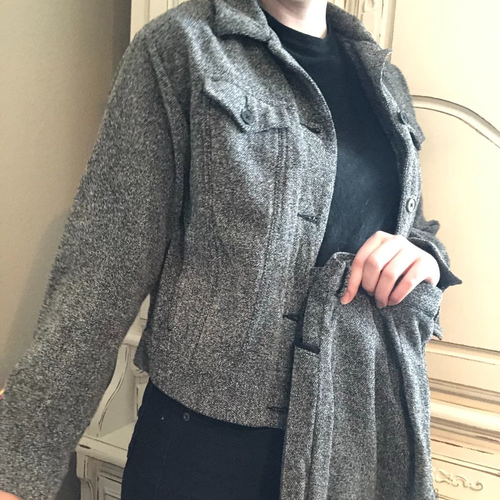 Stretchy Tweed Blazer Pantsuit Set